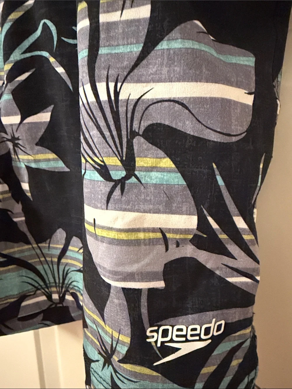 Speedo Black Floral Print Men’s Swim Trunks